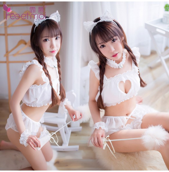 FEE ET MOI Cosplay Sexy Cute Animals Girl Costume (White)